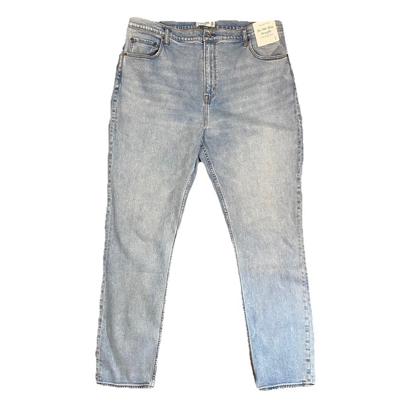 Abercrombie Fitch Jeans Womens 35/20R Light Wash Straight Ultra High Rise NWT$90 - Picture 3 of 13